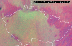 Snímek družice MSG 21. 10. 2012