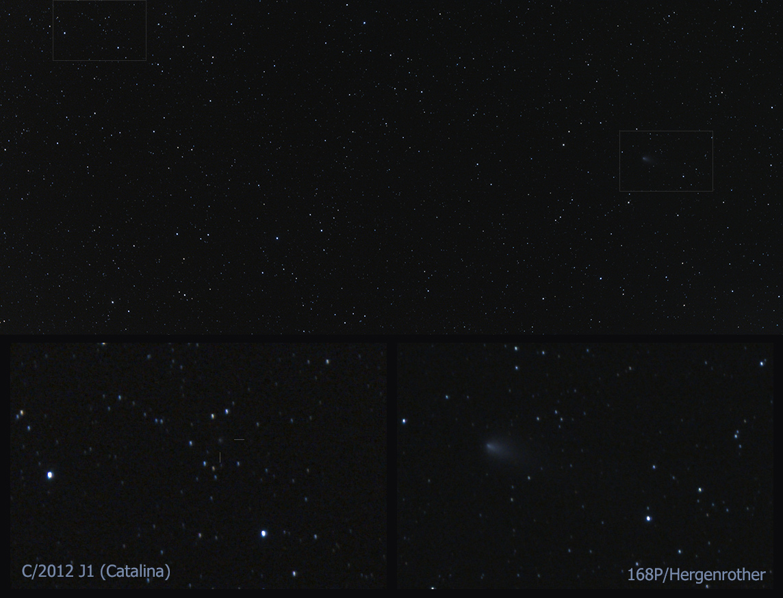 Komety 168P/Hergenrother a C/2012 J1 (Cathalina) v Pegasu poblíž sebe 19.10.2012 22 SELČ