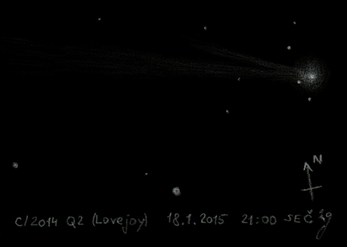 kresba komety Q2 Lovejoy 18.1.2015
