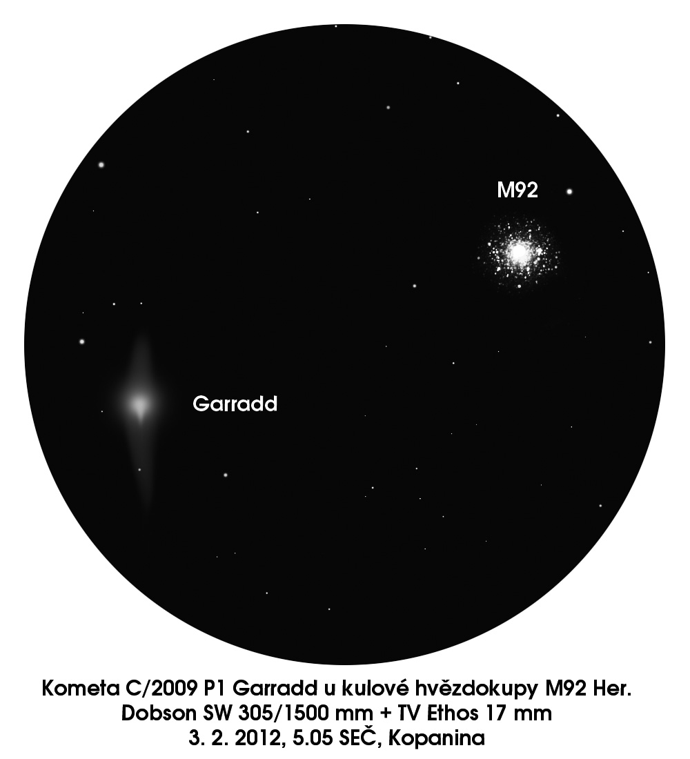 kresba komety Garradd u M92