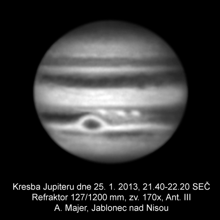 Jupiter 25. ledna 2013, kreba: Aleš Majer