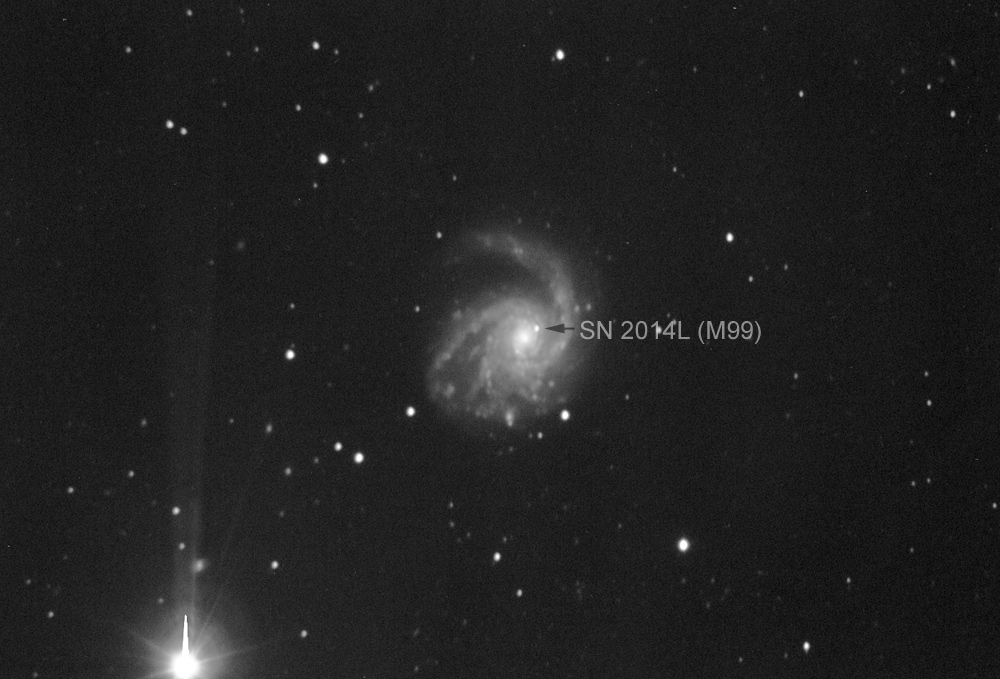 Supernova 2014L v galaxii M 99. Dalekohled FRAM v Argentině obsluhoval Martin Mašek.