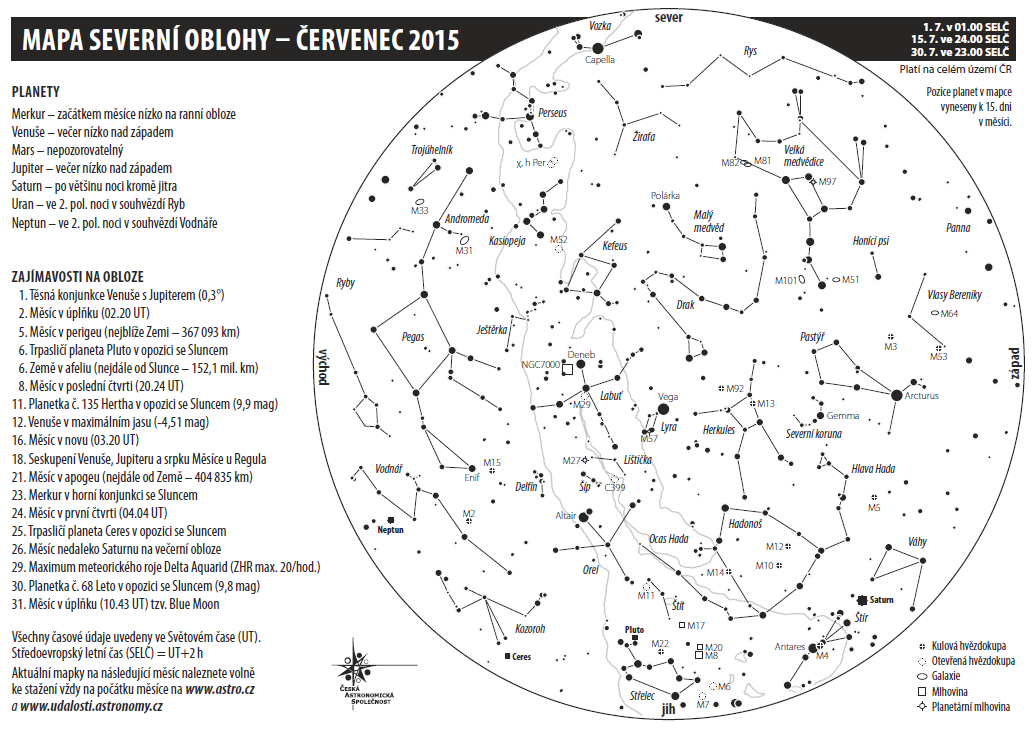 mapka oblohy na červenec 2015, Aleš Majer