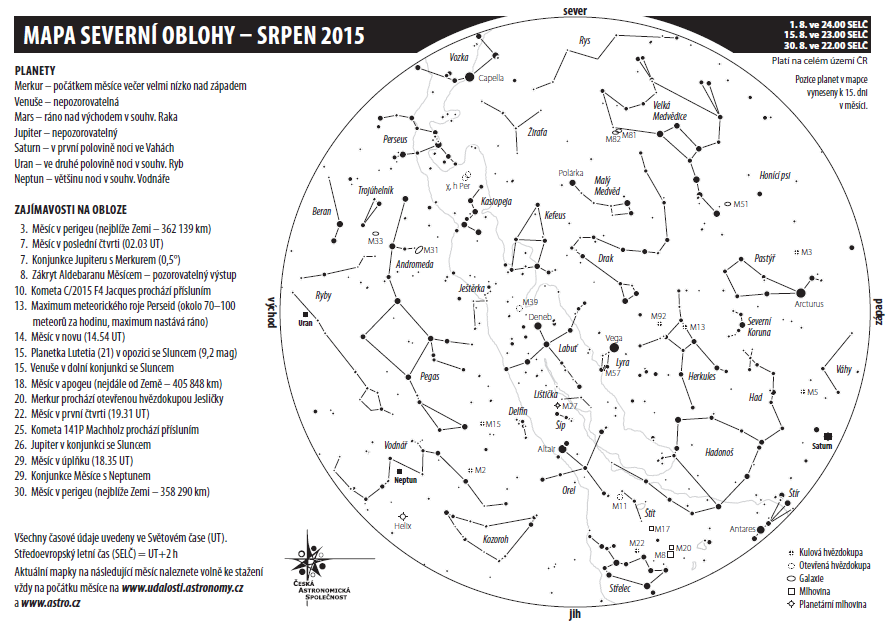 mapa oblohy na srpen 2015, Aleš Majer