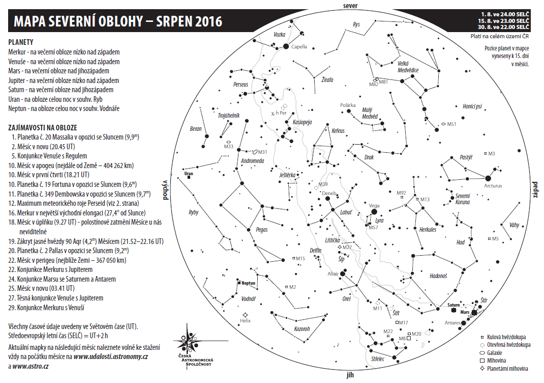 Mapa oblohy v srpnu 2016, Aleš Majer