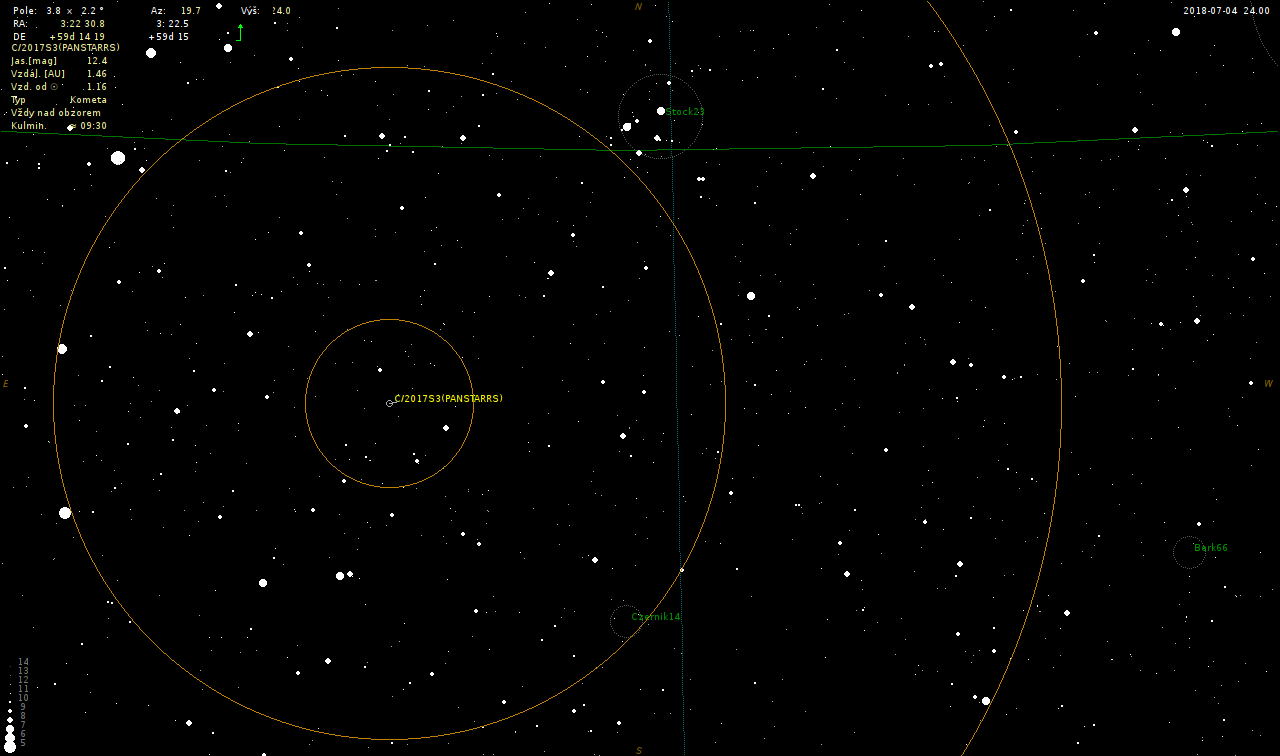 mapka pro vyhledání komety 2017 S3