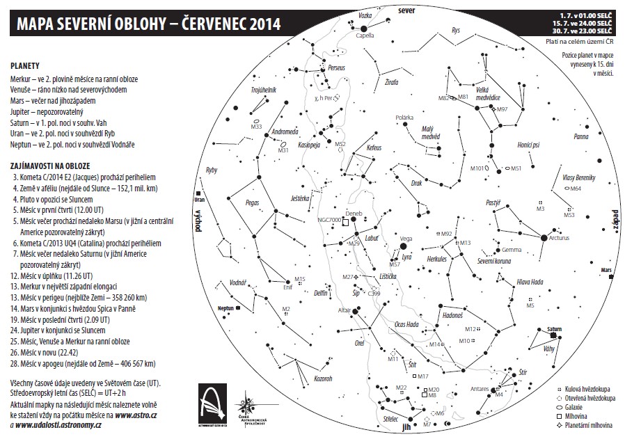 mapa oblohy v červenci 2014, Aleš Majer