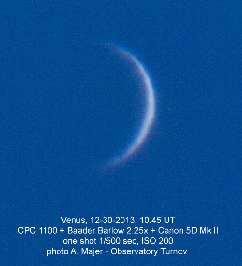 Venuše 30.12.2013 přes CPC1100, foto Aleš Majer