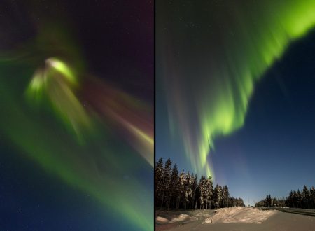 Okamžiky z polární záře 4. února 2026 na fotografiích Jakuba Kuřáka ze severního Švédska.