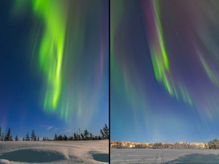 Okamžiky z polární záře 4. února 2026 na fotografiích Jakuba Kuřáka ze severního Švédska.